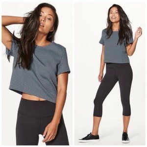 Lululemon Shaped‎ Sterling Blue Striped Crop Top 10